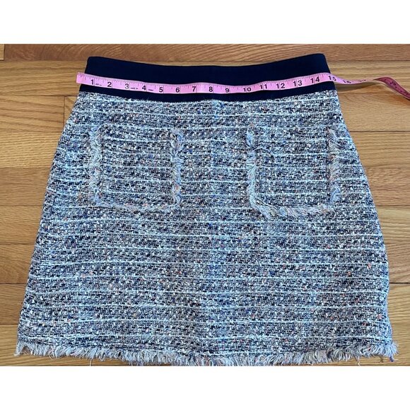J Crew Womens Tweed Mini Skirt Size 4 Frayed Punk Coquette Preppy Feminine Soft - Picture 8 of 13